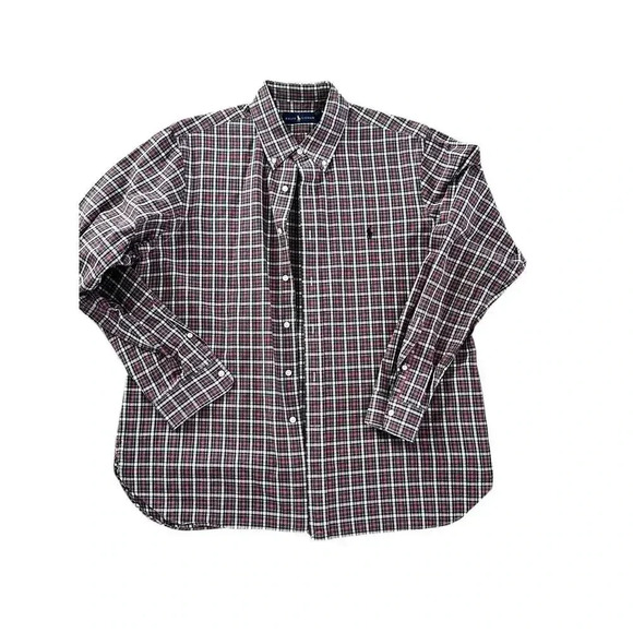 Ralph Lauren Multicolor Long Sleeve Slim Fit Gingham Oxford Shirt Size 17/43 - Picture 1 of 5